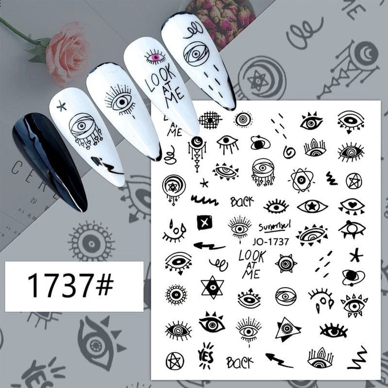 Greek Evil Eye Design 25 Evil Eye 3D Design Nails Stickers