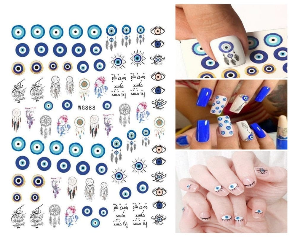 Greek Evil Eye Design 26 Evil Eye 3D Design Nails Stickers