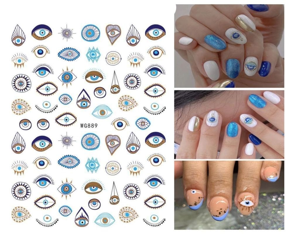 Greek Evil Eye Design 27 Evil Eye 3D Design Nails Stickers