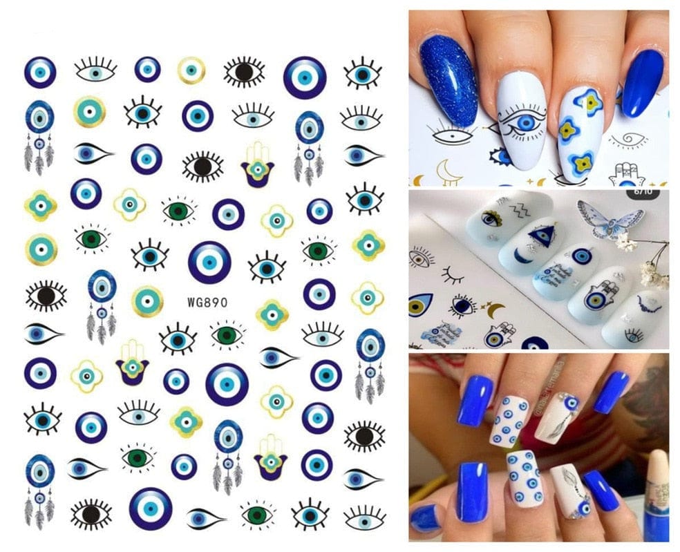 Greek Evil Eye Design 28 Evil Eye 3D Design Nails Stickers