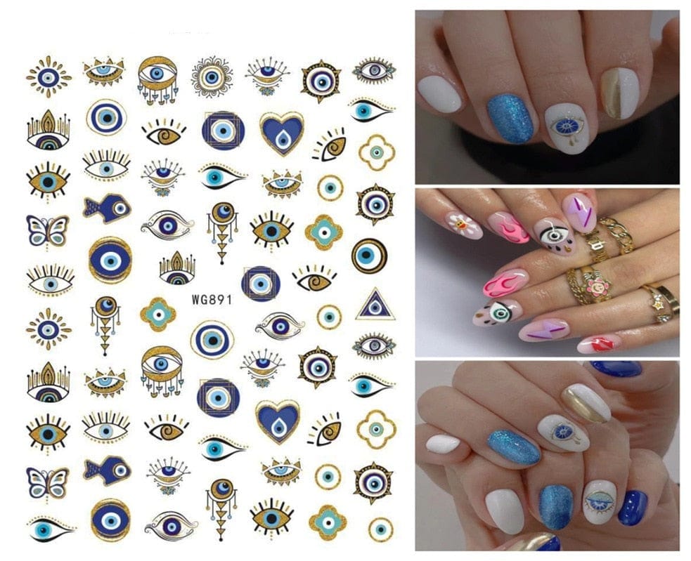 Greek Evil Eye Design 29 Evil Eye 3D Design Nails Stickers