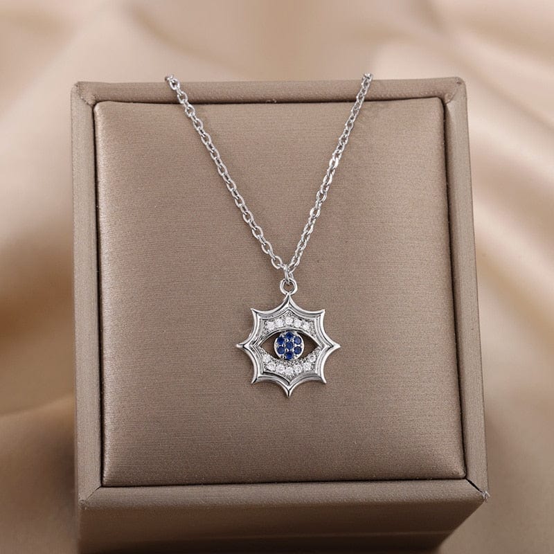 Greek Evil Eye Design 3 / Silver Pretty Evil Eye Gift Pendant Necklace