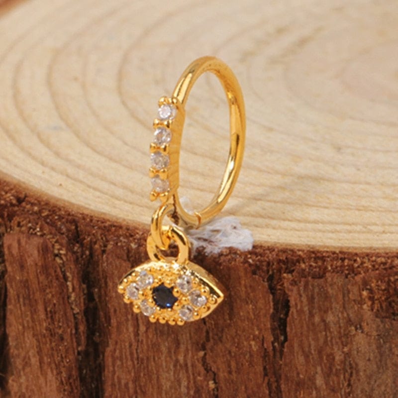 Greek Evil Eye Design-4 Evil Eye Gold Charm Nose Ring