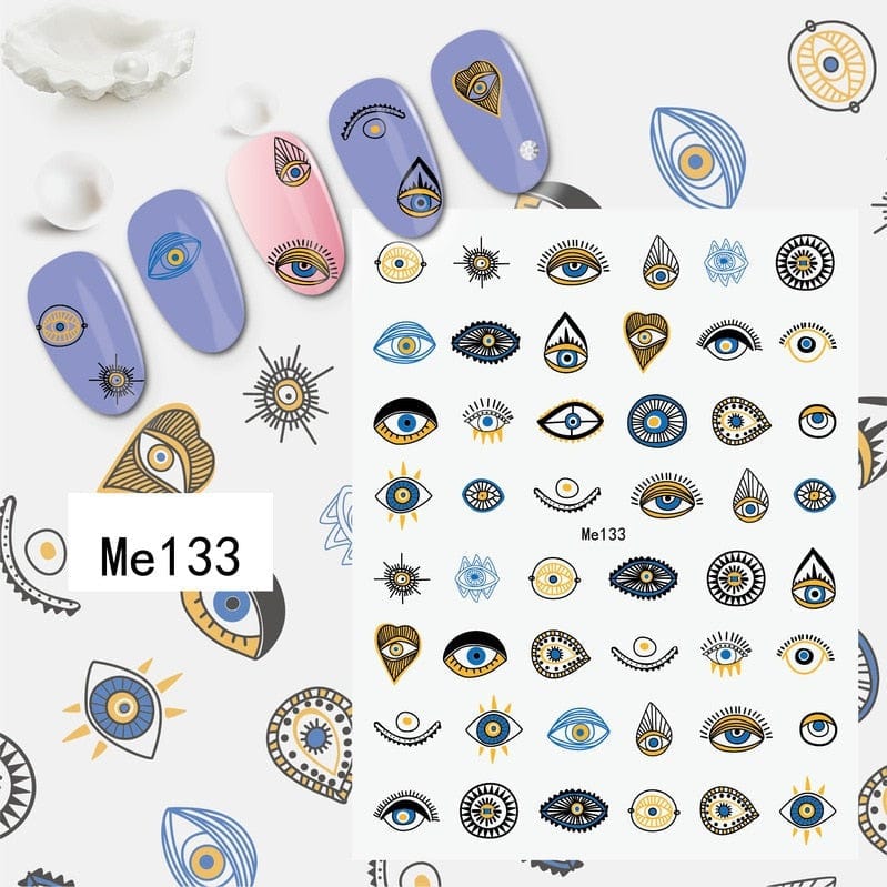 Greek Evil Eye Design 5 Evil Eye 3D Design Nails Stickers