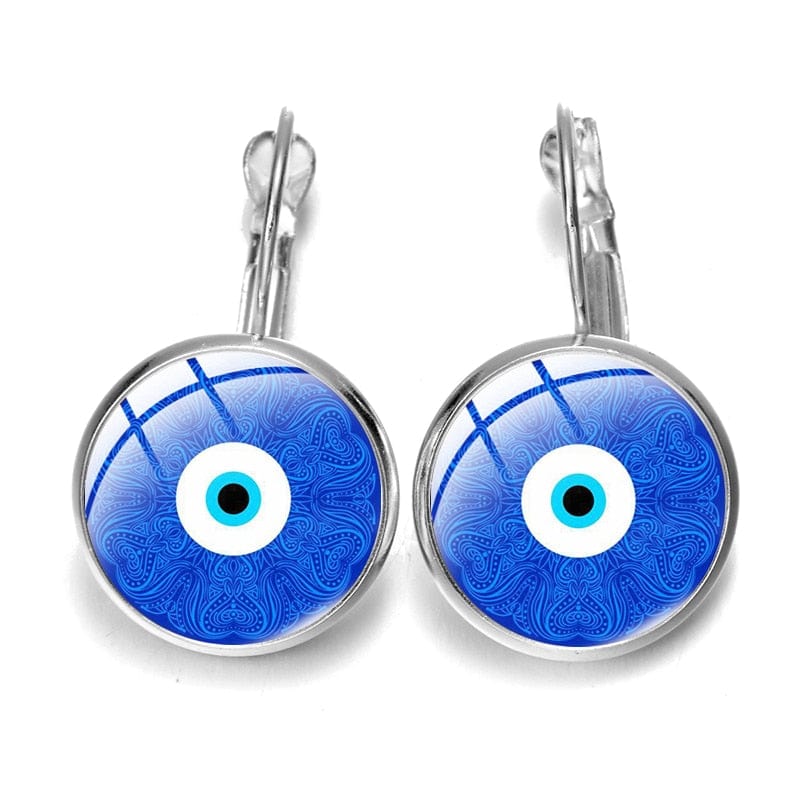 Greek Evil Eye Design-7 Blue Evil Eye Pattern Earrings