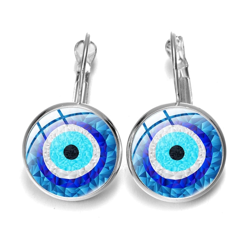 Greek Evil Eye Design-8 Blue Evil Eye Pattern Earrings