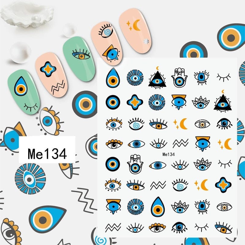 Greek Evil Eye Design 8 Evil Eye 3D Design Nails Stickers