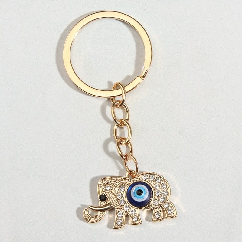 Greek Evil Eye Elephant Evil Eye Pretty Design Golden Keychain