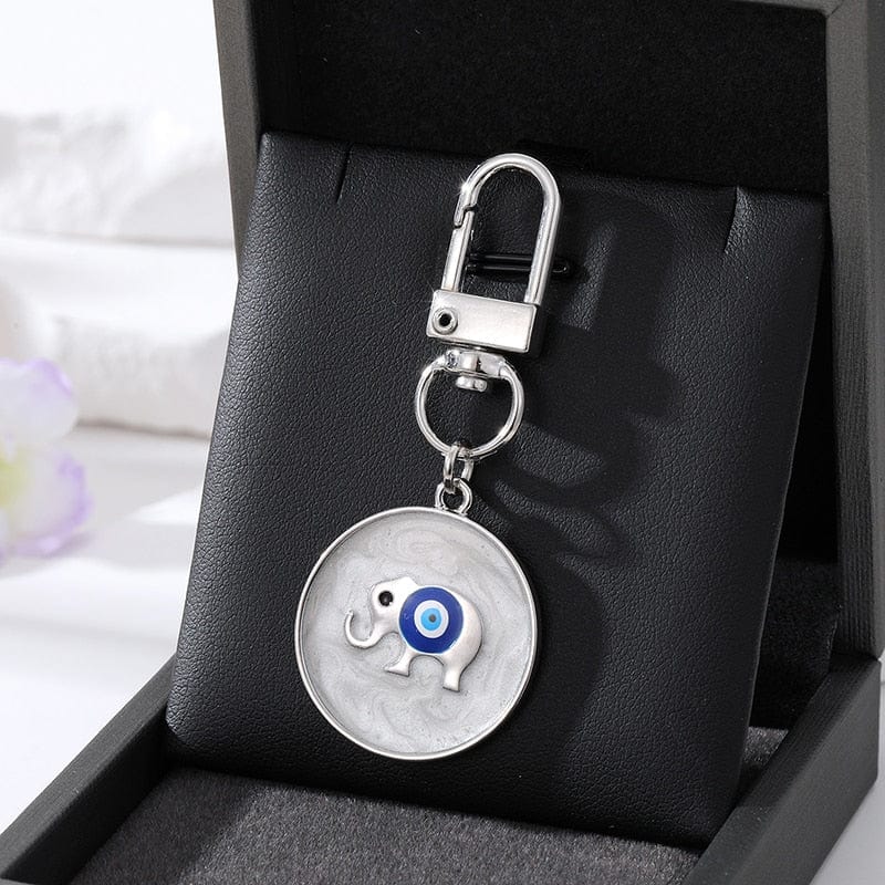 Greek Evil Eye Elephant / Silver Evil Eye Classic Design Keychains