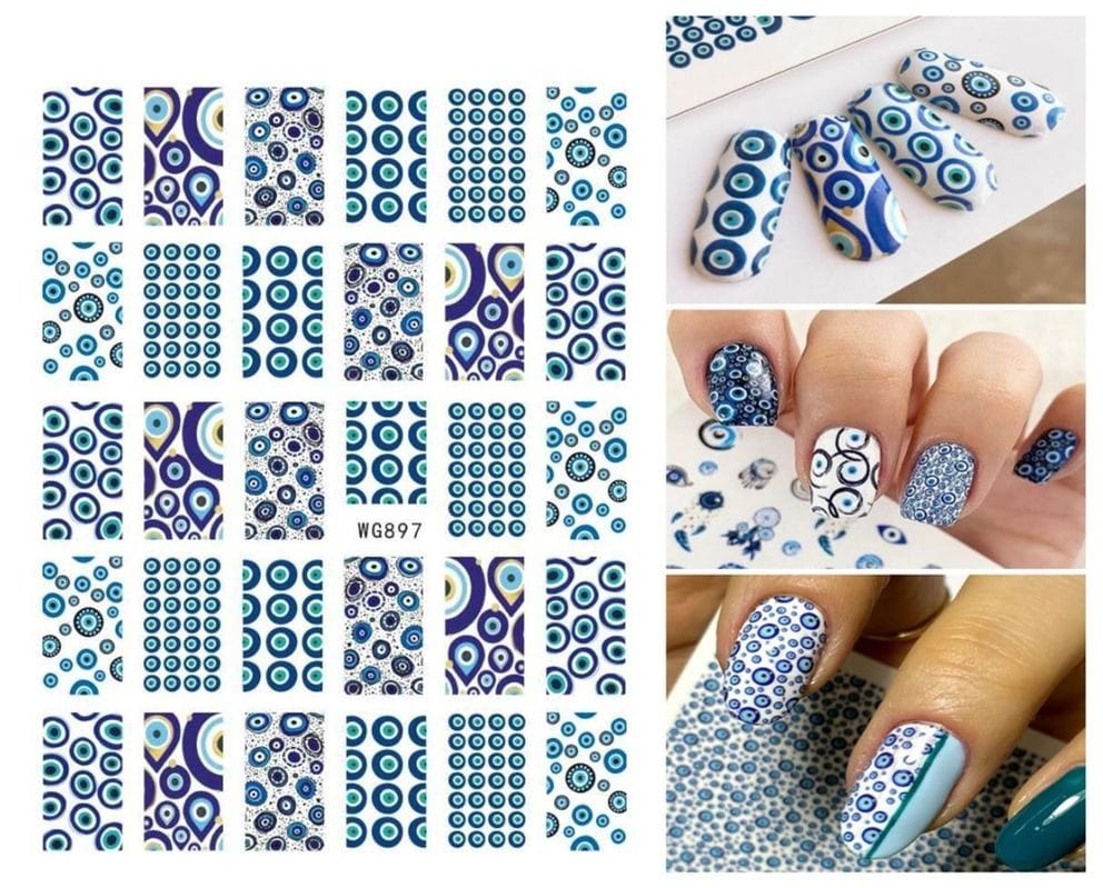 Greek Evil Eye Evil Eye 3D Design Nails Stickers