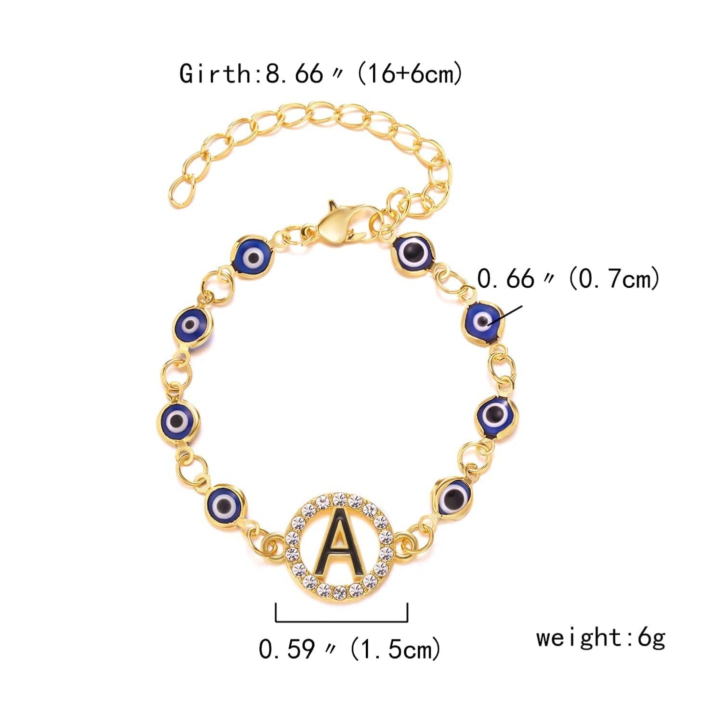 Greek Evil Eye Evil Eye Alphabetic Bracelet