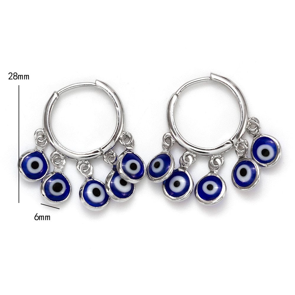 Greek Evil Eye Evil Eye Blue Charms Drop Earrings