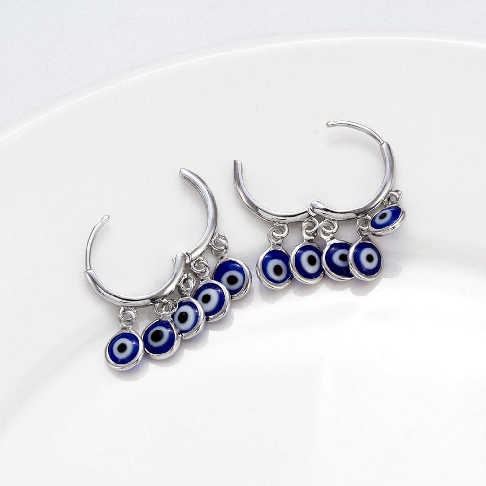 Greek Evil Eye Evil Eye Blue Charms Drop Earrings