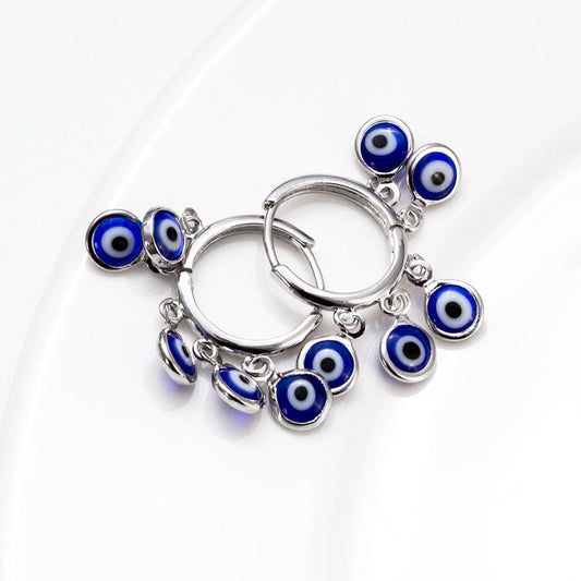 Greek Evil Eye Evil Eye Blue Charms Drop Earrings