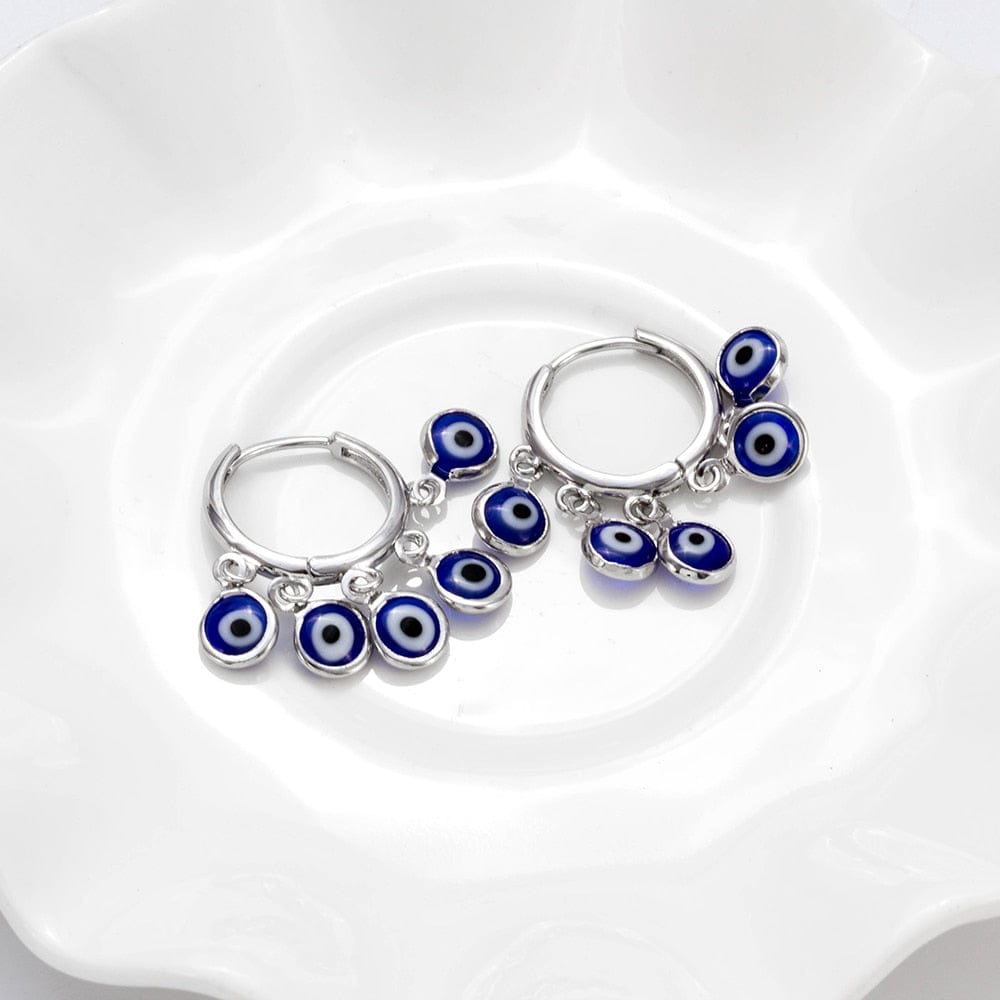 Greek Evil Eye Evil Eye Blue Charms Drop Earrings