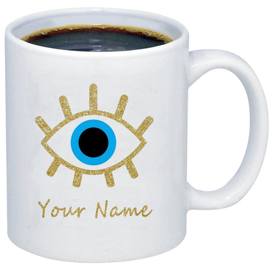 Greek Evil Eye Evil Eye Custom Gold Printed Coffee Mug