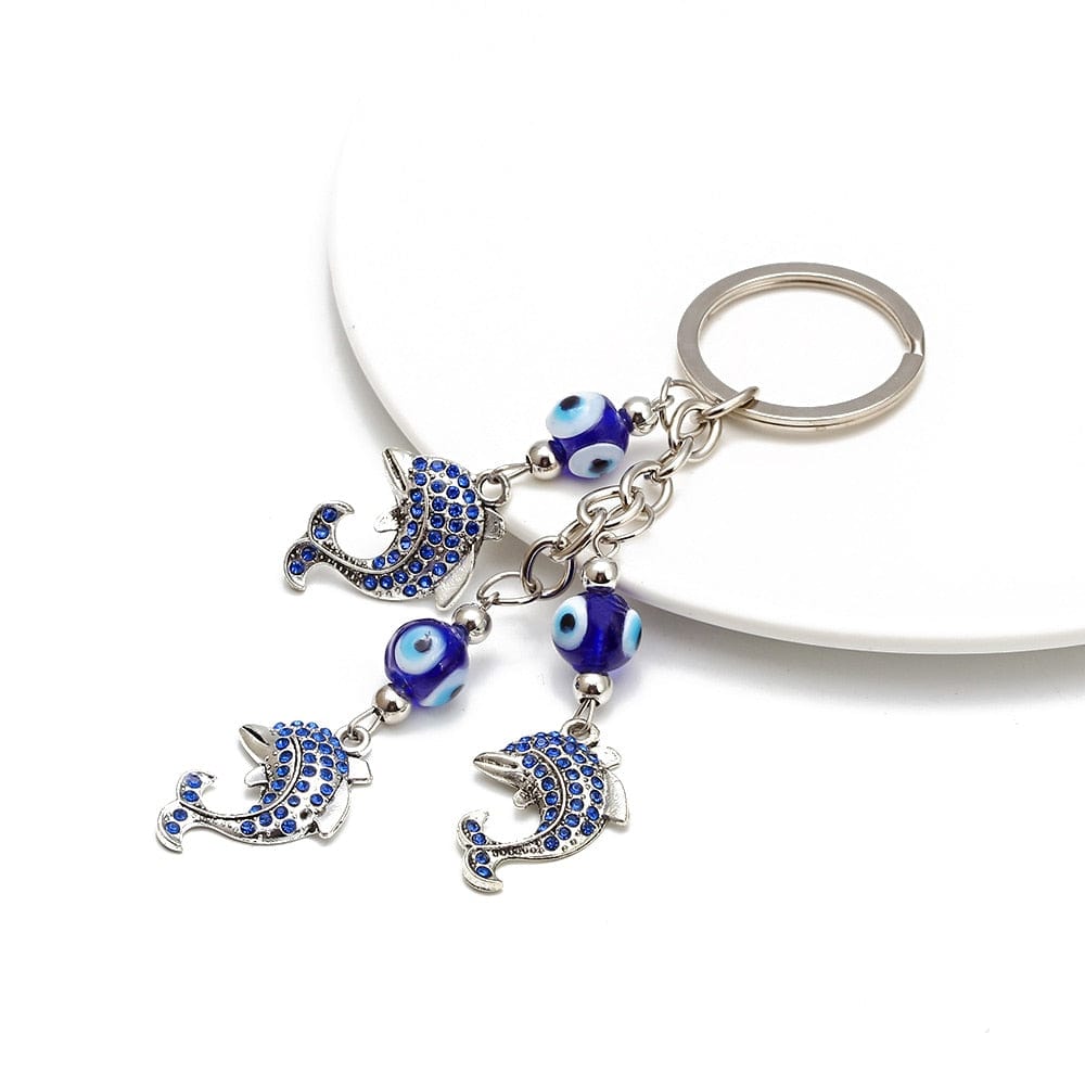 Greek Evil Eye Evil Eye Dolphin keychain