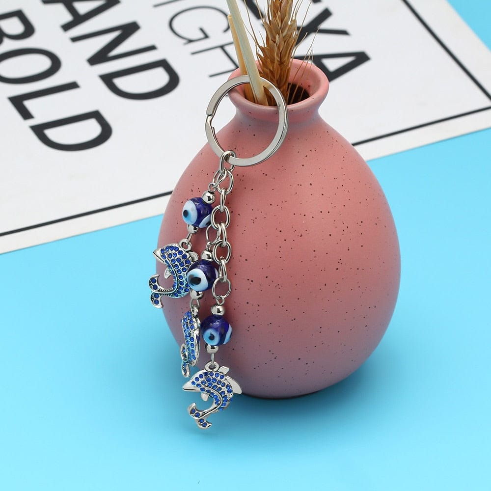 Greek Evil Eye Evil Eye Dolphin keychain