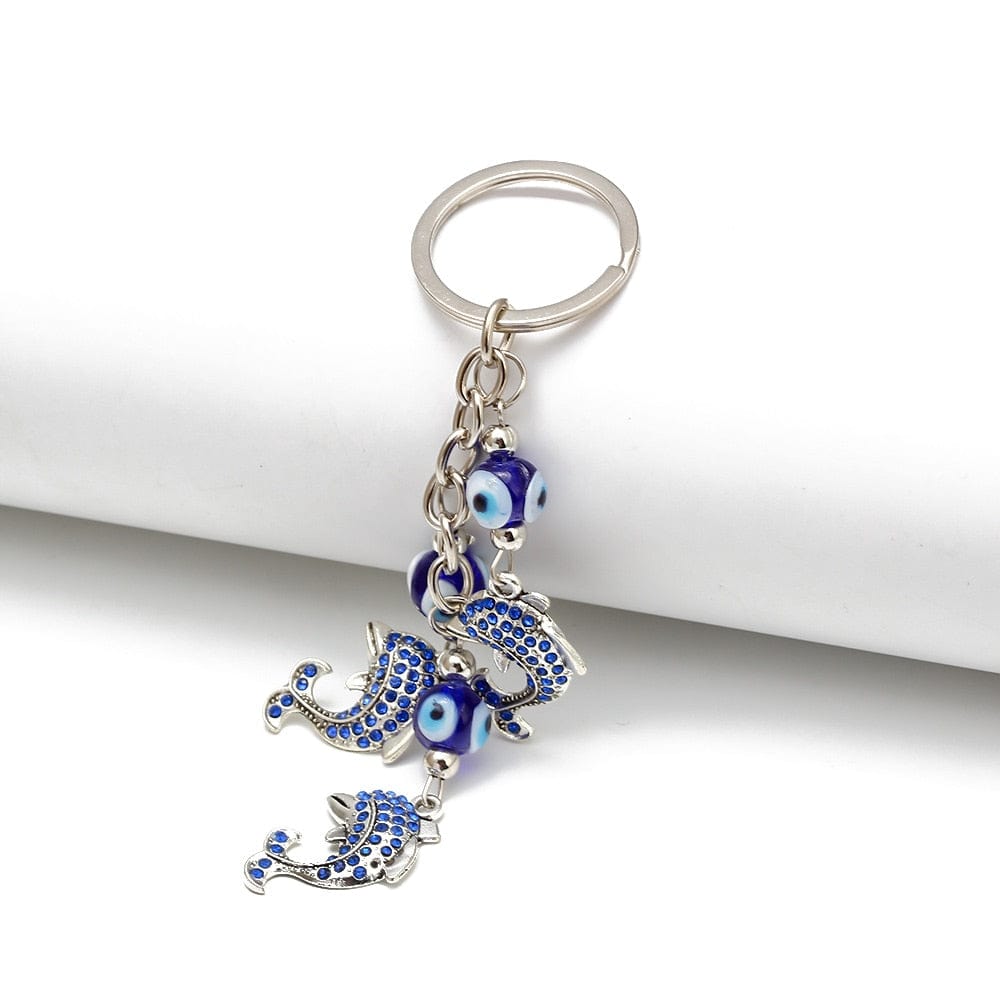 Greek Evil Eye Evil Eye Dolphin keychain