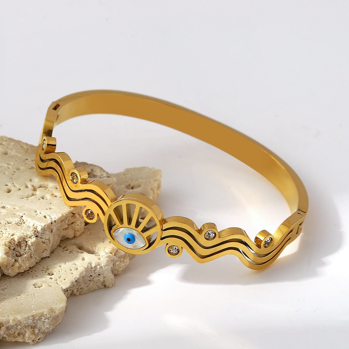 Greek Evil Eye Evil Eye Gold Bangle Bracelet