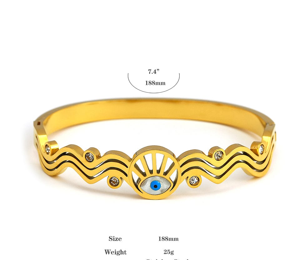 Greek Evil Eye Evil Eye Gold Bangle Bracelet