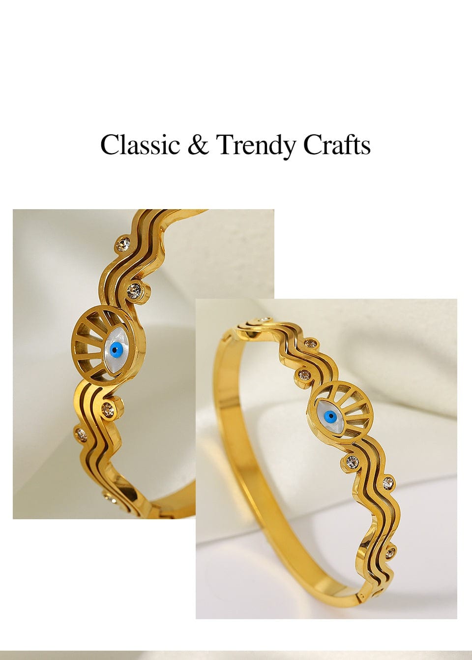 Greek Evil Eye Evil Eye Gold Bangle Bracelet