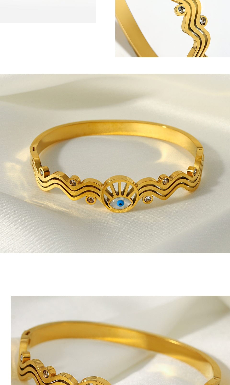 Greek Evil Eye Evil Eye Gold Bangle Bracelet