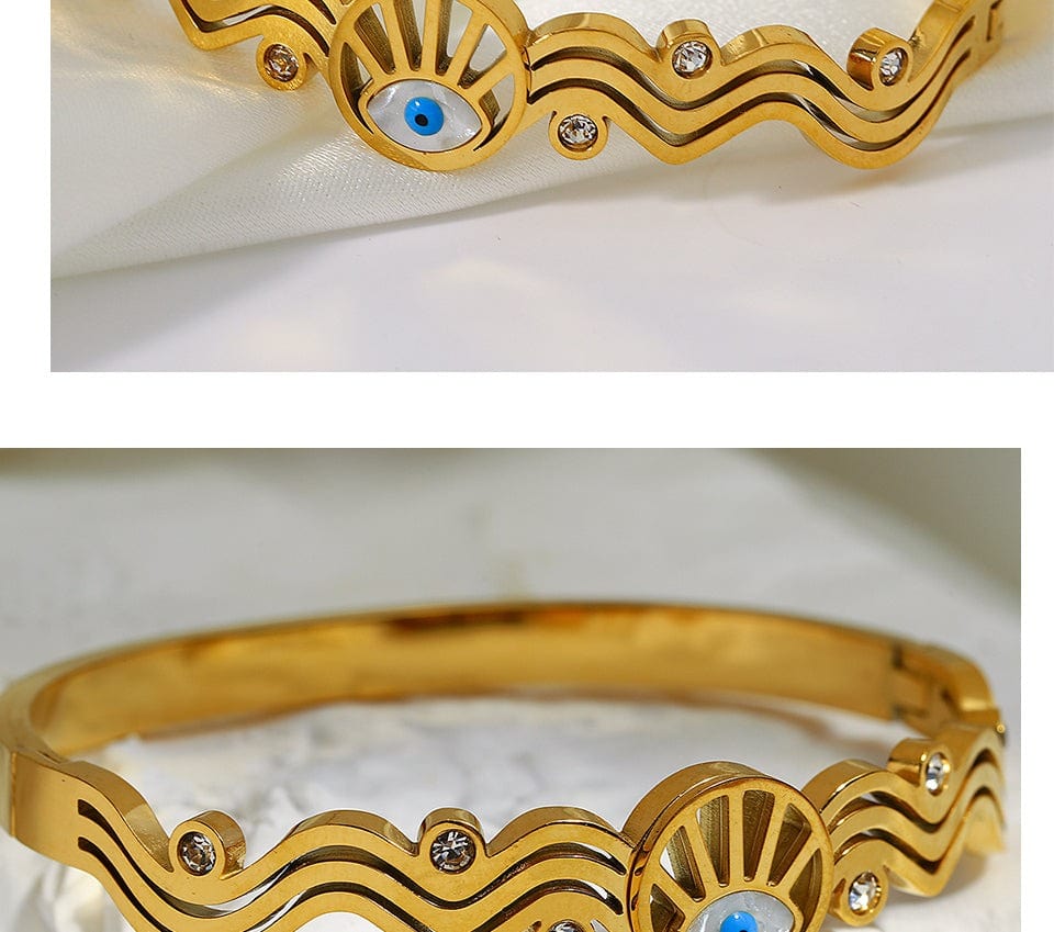 Greek Evil Eye Evil Eye Gold Bangle Bracelet