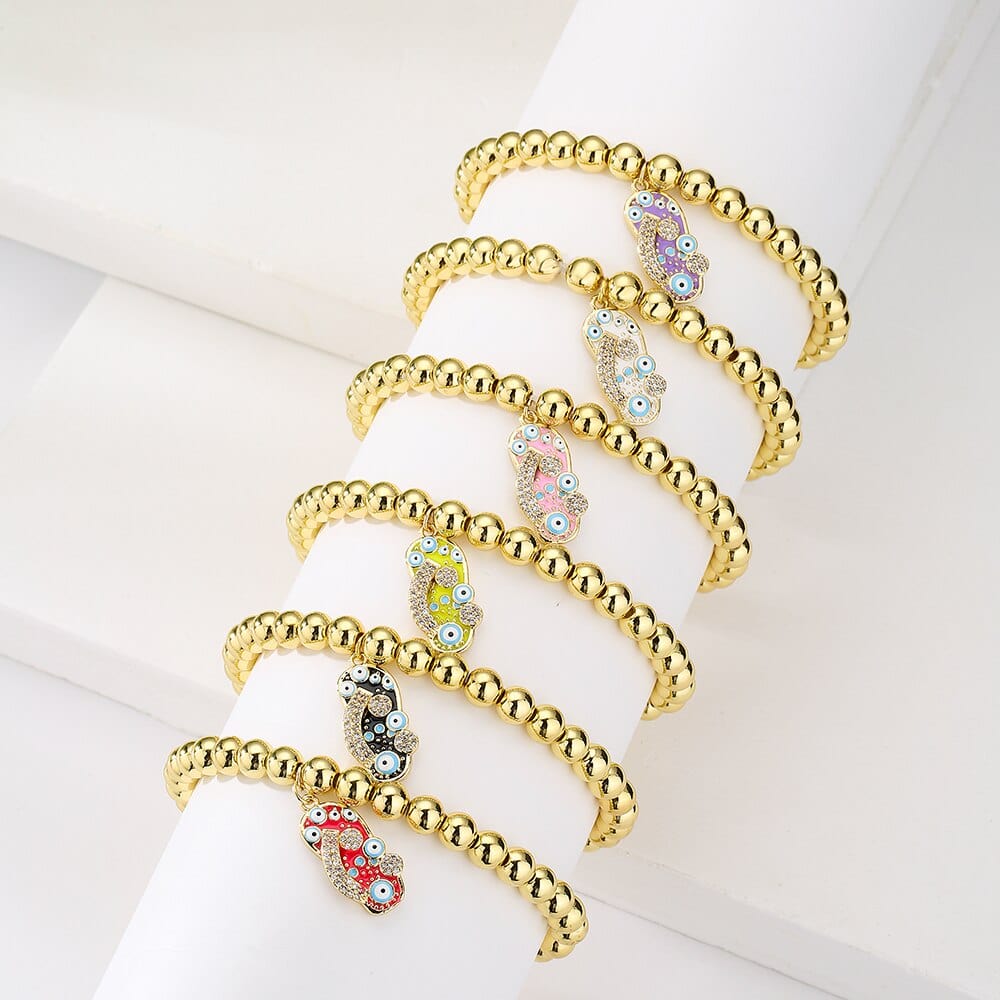 Greek Evil Eye Evil Eye Gold Beaded Bracelet