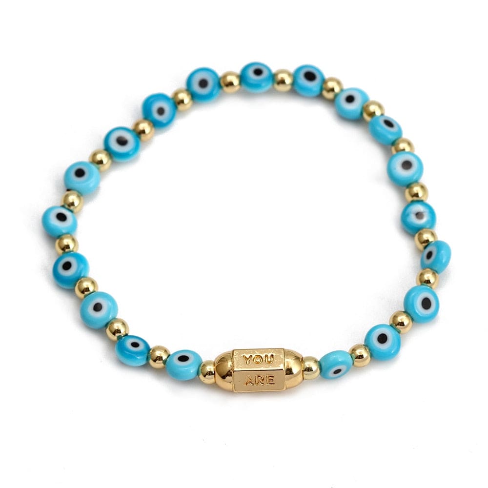 Greek Evil Eye Evil Eye Golden Beaded Bracelet