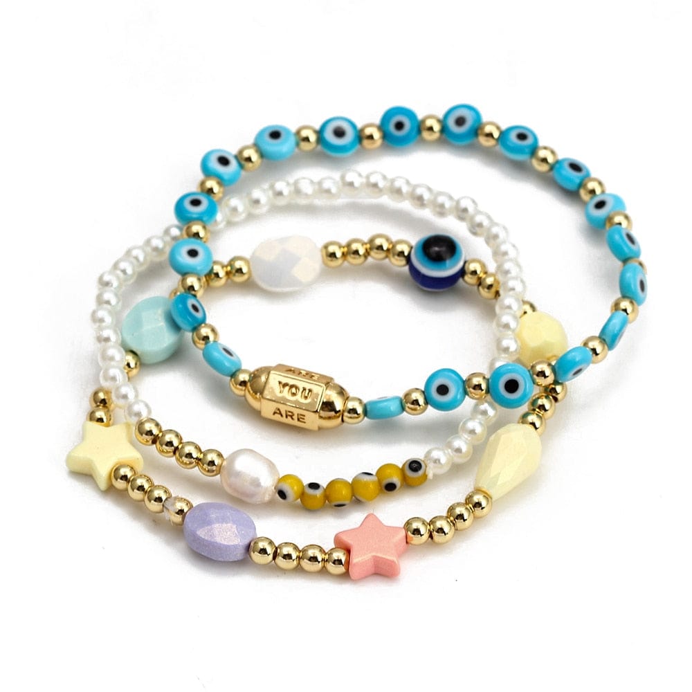 Greek Evil Eye Evil Eye Golden Beaded Bracelet