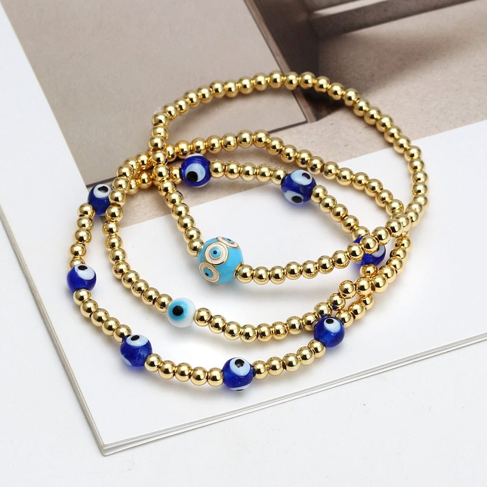 Greek Evil Eye Evil Eye Golden Beaded Bracelet