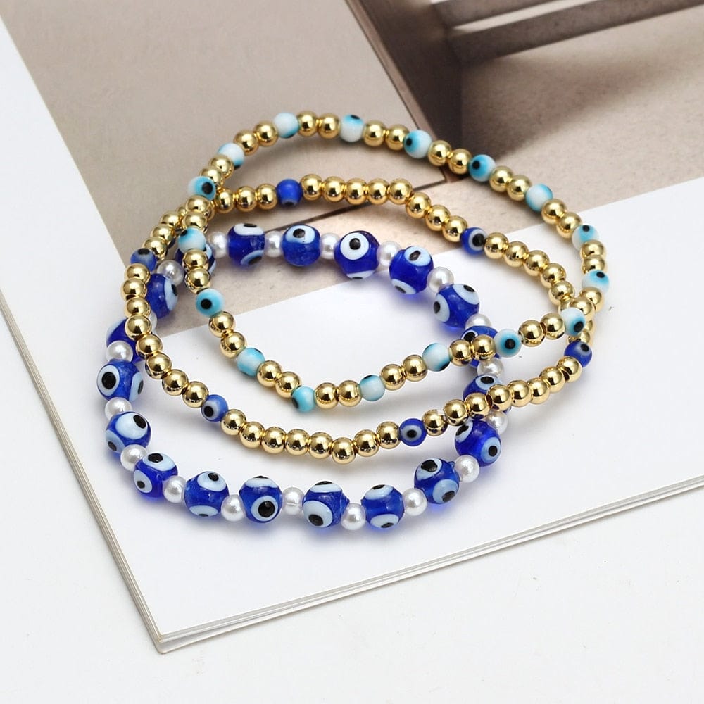 Greek Evil Eye Evil Eye Golden Beaded Bracelet