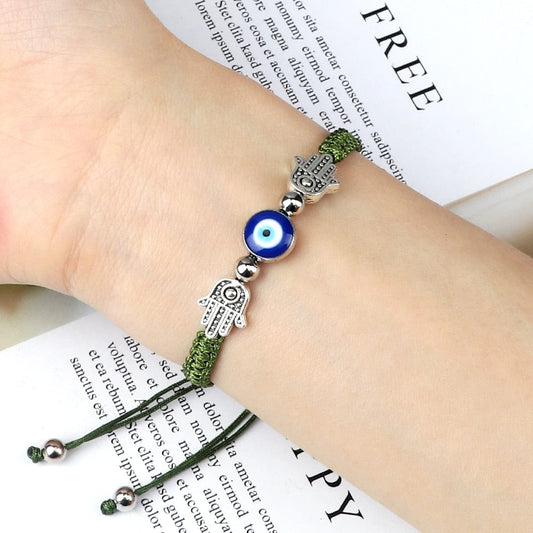 Greek Evil Eye Evil Eye Hamsa Hand Thread Bracelet