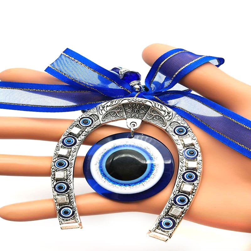 Greek Evil Eye Evil Eye Horseshoe Keychain