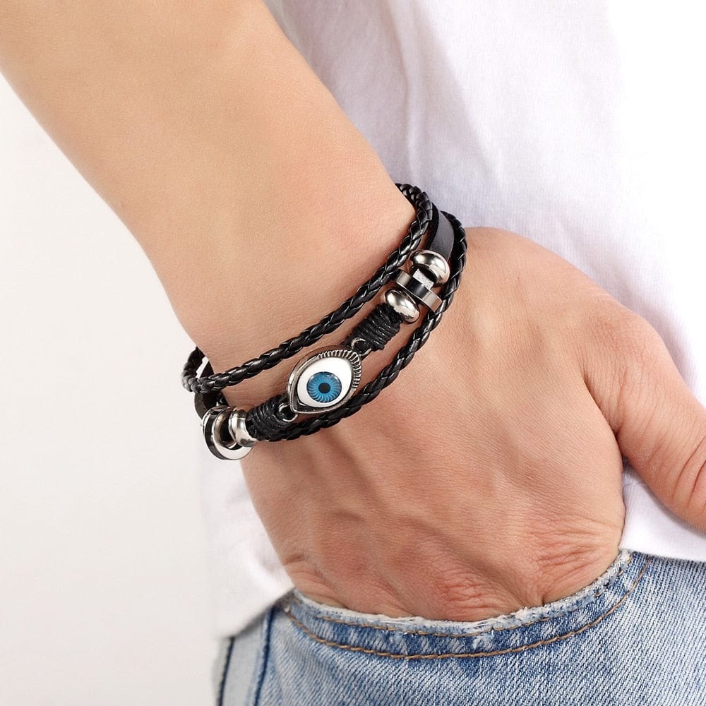 Greek Evil Eye Evil Eye Leather Bracelet