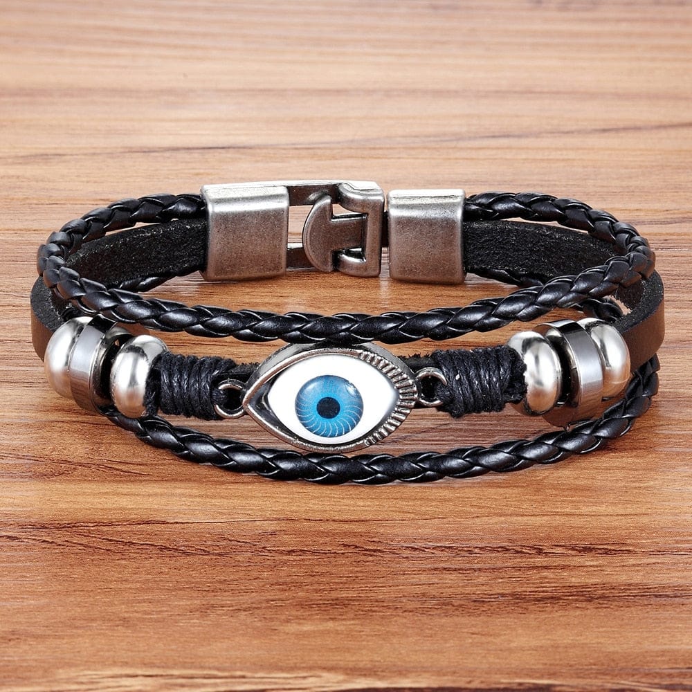 Greek Evil Eye Evil Eye Leather Bracelet