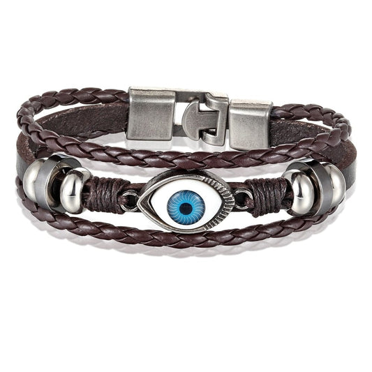 Greek Evil Eye Evil Eye Leather Bracelet