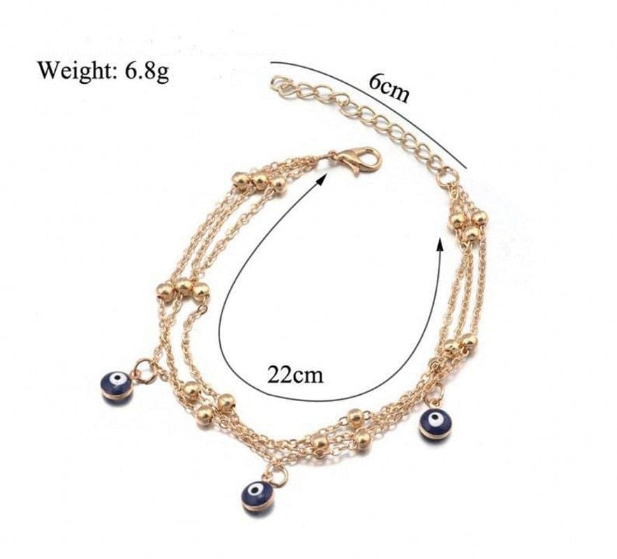 Greek Evil Eye Evil Eye Multi-Layer Anklet