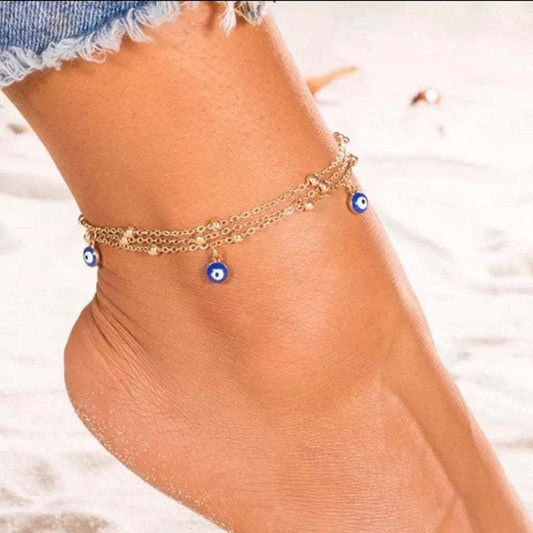 Greek Evil Eye Evil Eye Multi-Layer Anklet