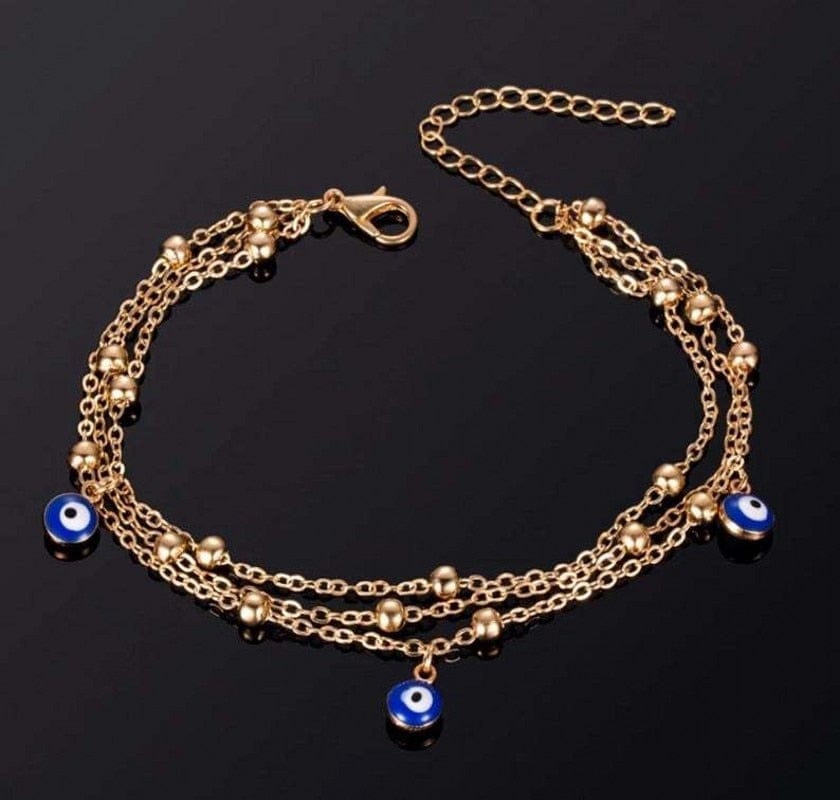 Greek Evil Eye Evil Eye Multi-Layer Anklet