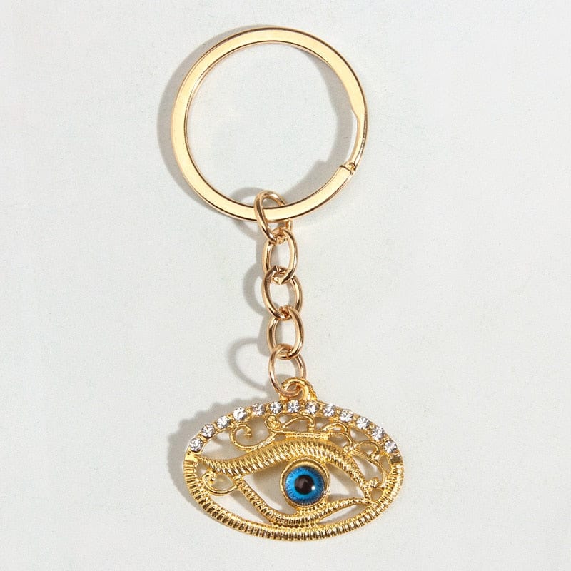 Greek Evil Eye Evil Eye Pretty Design Golden Keychain