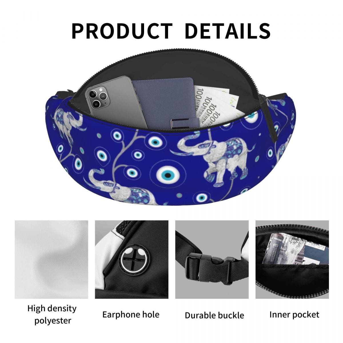 Greek Evil Eye Evil Eye Printed Waist Bag