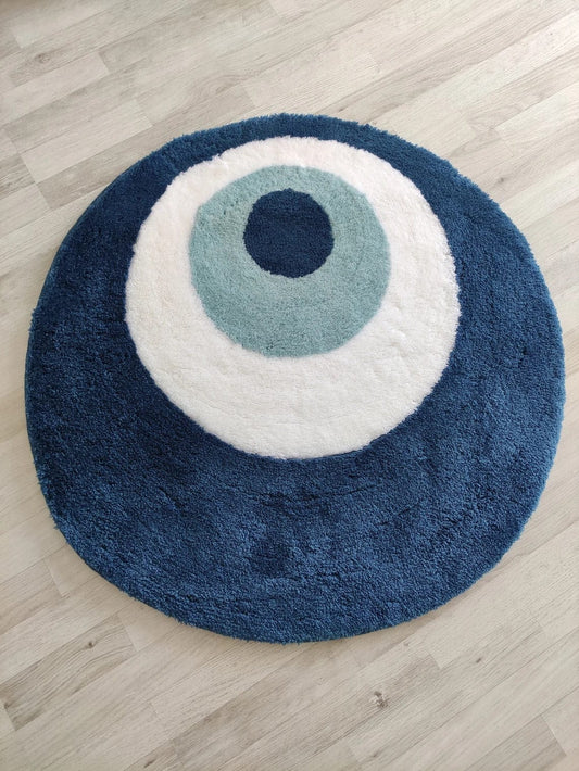 Greek Evil Eye Evil Eye Rounded Soft Rug