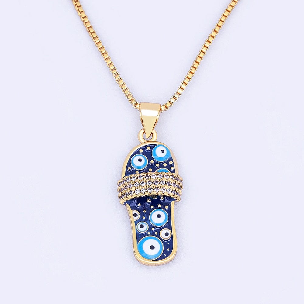 Greek Evil Eye Evil Eye Slipper Pendant Necklace