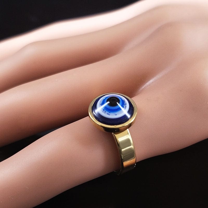 Greek Evil Eye Evil Eye Stainless Steel Golden Ring