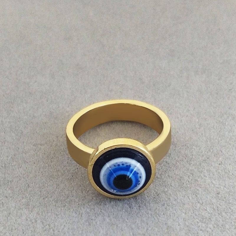 Greek Evil Eye Evil Eye Stainless Steel Golden Ring