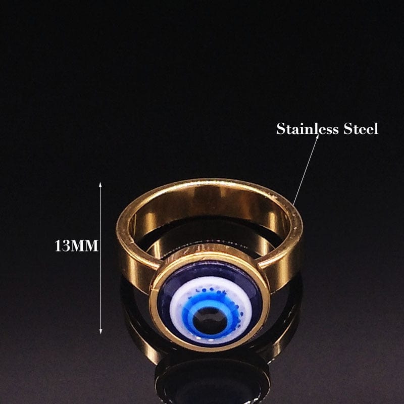 Greek Evil Eye Evil Eye Stainless Steel Golden Ring