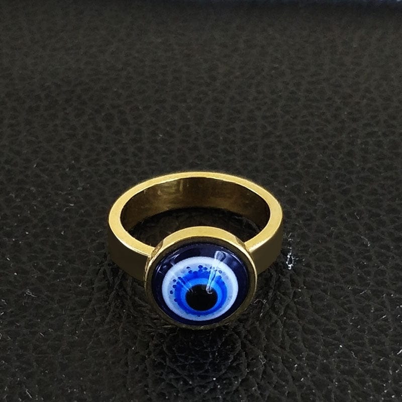 Greek Evil Eye Evil Eye Stainless Steel Golden Ring