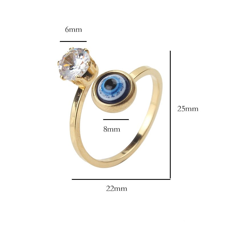 Greek Evil Eye Evil Eye Stone Adjustable Golden Ring